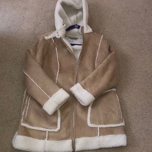 Isaac Mizrahi Live sued and Sherpa coat size M
